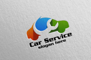 Car Service Logo with Car and Repair Concept