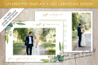 Photography Gift Certificate Template - Photo Gift Card - Watercolor Style - Layered .PSD Files - Design 45
