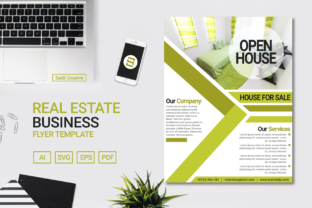 Real Estate Business Flyer Template Design with Green Lime Color US Flyer Size