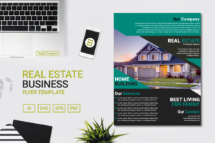 Real Estate Business Flyer Template Design with Teal Black Color